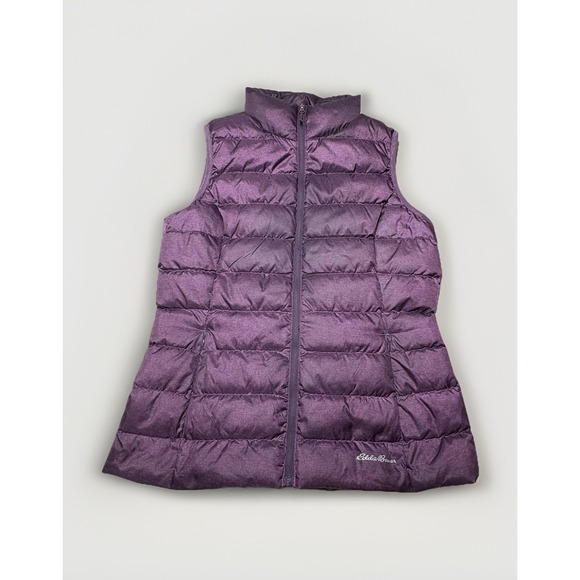 Eddie Bauer Women M Down Vest EB650 Purple Lightweight Puffer Insulated Full Zip - Picture 1 of 9